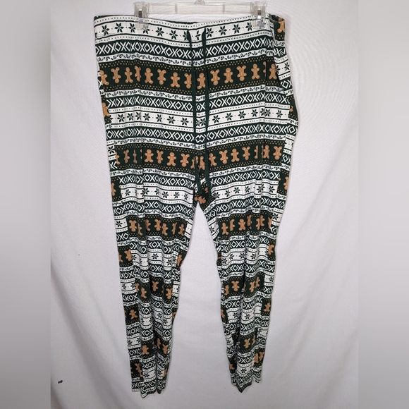 LC Lauren Conrad Gingerbread Jammies PJ set Pajama Set Fairisle Dark Green Sz XL - Picture 7 of 12